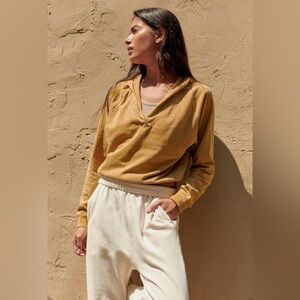 Free People Golden Ochre Après Ski Cropped Hoodie XS - NWOT